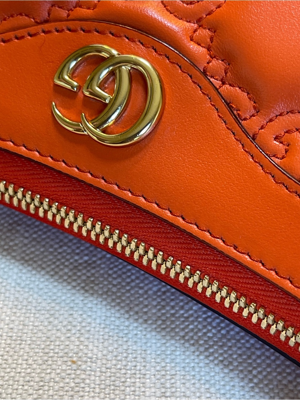 NEW GUCCI GG QUILTED MATELASSE’ SHOULDER CROSSBODY ORANGE CALF LEATHER BAG ITALY - Picture 12 of 17